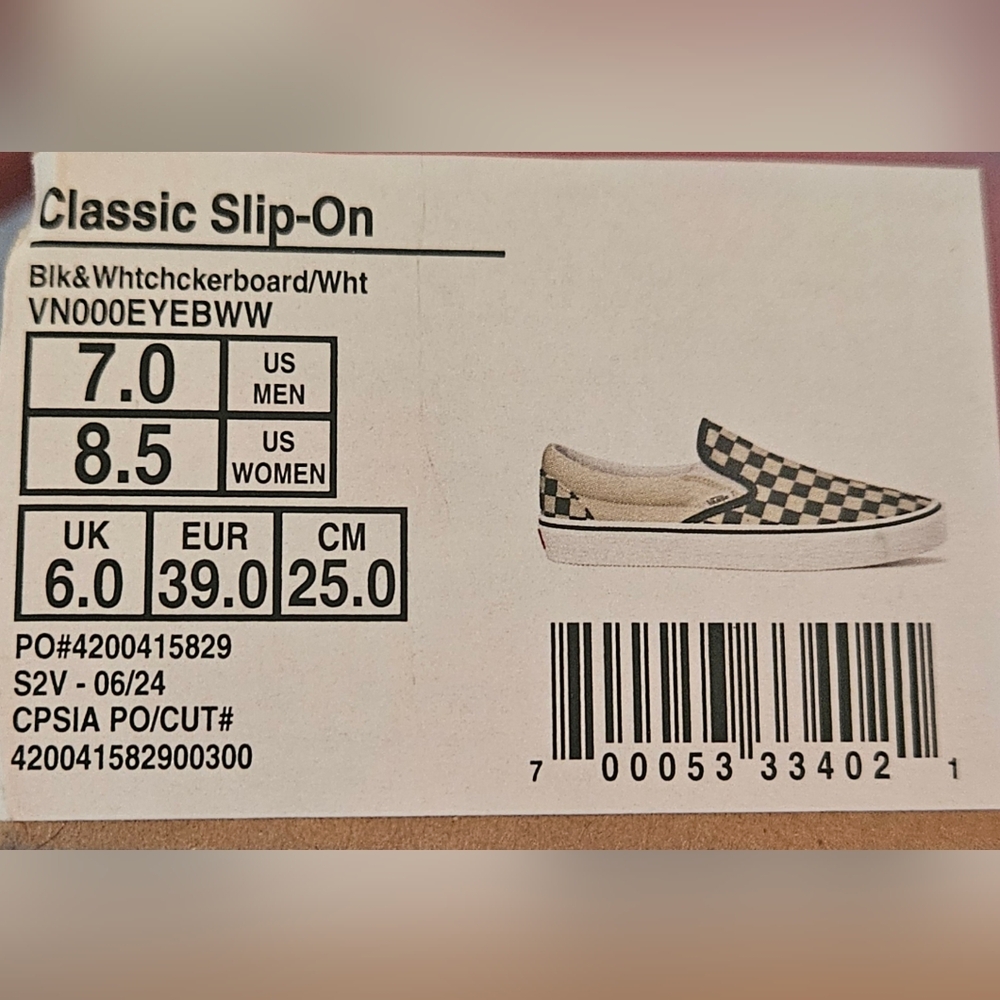 Vans Women's Classic Slip-On Checkerboard Shoes - Black and White